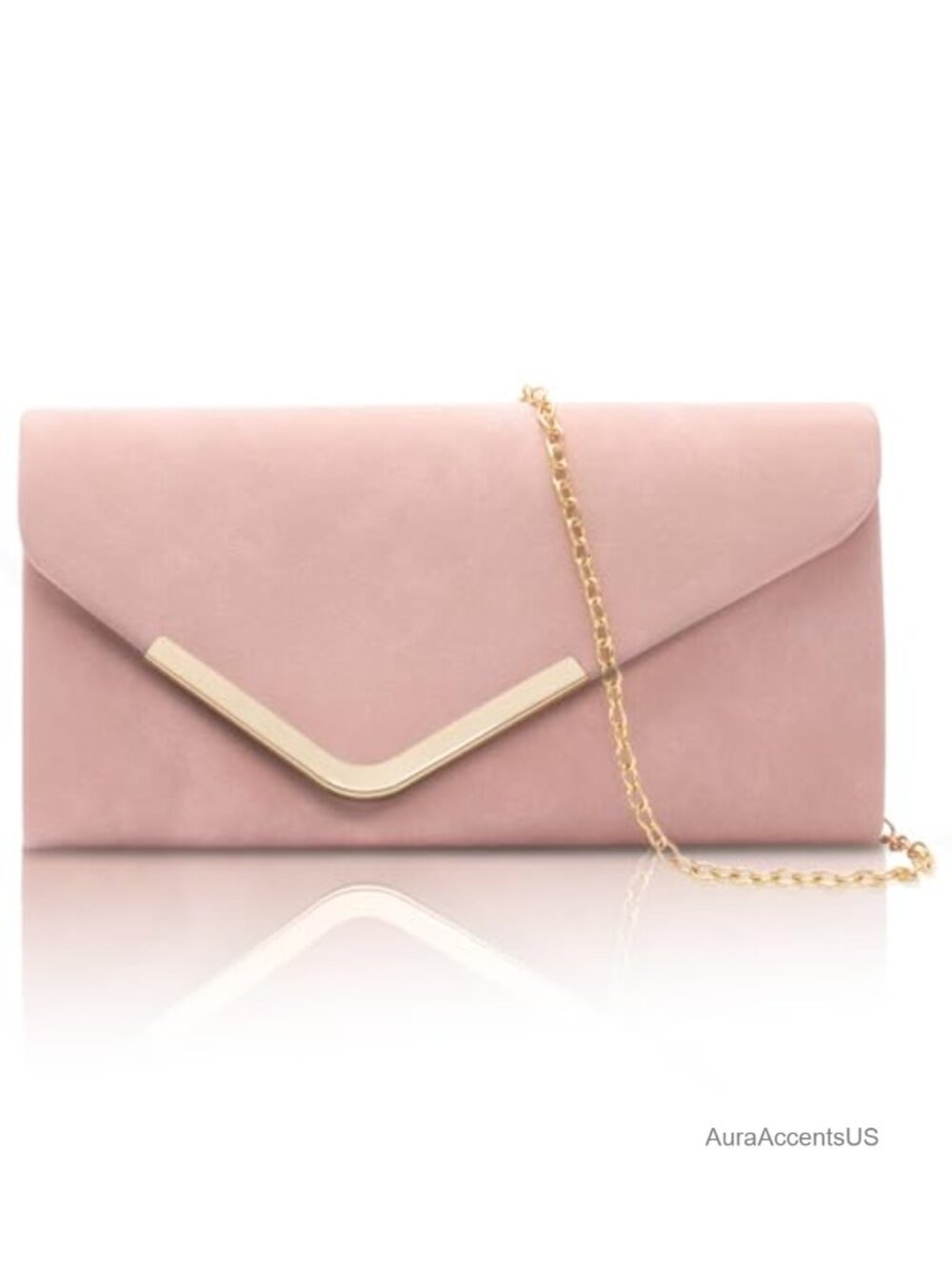Women's Sequin Envelope Clutch Evening Bag with Chain, Faux Suede Party Purse,